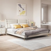 Jusitn真皮床现代简约1.5米1.8米双人床婚床轻奢主卧室软包皮床架
