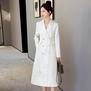 白色优雅风衣大衣女，2023年设计感知性，气质名媛中长款外套春款