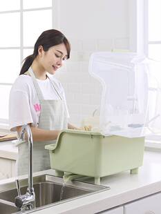 大号塑料碗柜家用厨房多功能放碗架沥水架带盖餐具碗筷收纳盒