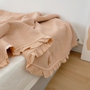 欧式素色纯棉平绒床盖三件套秋冬全棉绗缝被床罩空调被床上用品