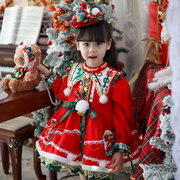 女童圣诞节红色连衣裙，洛丽塔公主裙，秋冬儿童加绒蓬蓬裙生日礼服