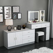 梳妆台灰色简约经济型卧室客厅欧式电视柜伸缩带灯黑白化妆桌镜
