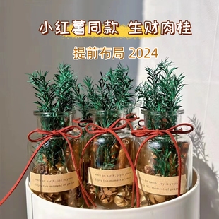 森系肉桂生财瓶窄口聚财门玻璃，床头香薰ins摆件房间装饰新年礼物