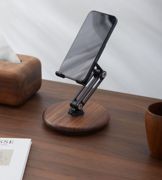 实木桌面手机支架 360度旋转ipad支架木质底座折叠胡桃木平板架子