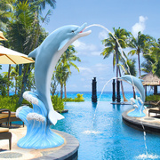 户外大型仿真动物海豚玻璃钢雕塑，海洋乐园水池馆喷泉景观装饰摆件