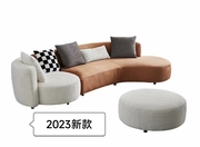 创意轻奢弧形棉麻绒布沙发网红休闲后现代设计客厅异形半圆形沙发