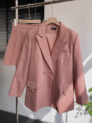 1.5斤粉色少女套装，百搭西装外套显瘦短裙两件套时尚休闲洋气