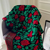 美式复古红色玫瑰沙发毯子盖毯加厚半边绒高端毛毯新年午睡毯