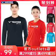 victor胜利羽毛球服男女款，针织圆领长袖t恤薄款85100+86100