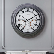 欧式装饰表温度湿度计壁挂钟客厅，p静音现代创意美式时钟表壁钟挂
