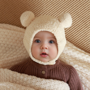 婴儿帽子秋冬季宝宝毛线帽，儿童护耳帽珊瑚绒，可爱针织男童女童冬款