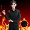 黑色衬衫女长袖秋冬2023韩版修身加绒保暖职业气质衬衣正装工作服