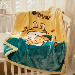 儿童婴儿毛毯双层加厚秋冬季幼儿园新生宝宝午睡珊瑚绒盖毯小