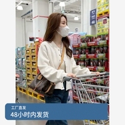 单排扣棒球服卫衣外套女2024春季新款小个子短款休闲夹克开衫上衣