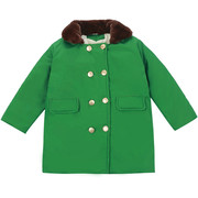 儿童大衣加棉加厚中长款保暖冬季军绿色，男童外套复古棉衣加绒宝宝