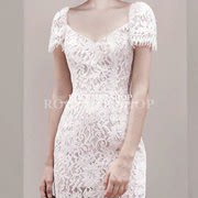 白色礼服轻奢小众高端级性感V领蕾丝气质晚宴年会欧美收腰连衣裙