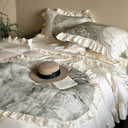 法式浪漫天丝棉四件套，高级感复古风，印花凉感冰丝床单被套床上用品