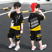 童装男童夏装短袖套装2024年中大儿童，洋气男孩运动韩版夏季潮