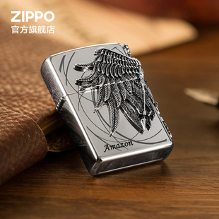 zippo亚马逊女战士zippo防风，煤油打火机zippo礼物