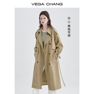 VEGA CHANG风衣女中长款韩版收腰时尚外套