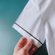 男童短袖白衬衫夏装袖口黑边口袋标半袖纯棉学生校服白色衬衣