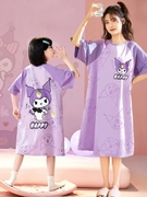 女童睡衣夏季莫代尔睡裙，公主纯棉短袖，薄款儿童女孩亲子母女家居服