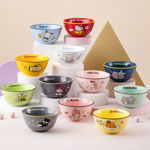 hellokitty日式陶瓷碗可爱卡通家用餐具个性创意，小号单个吃米饭碗