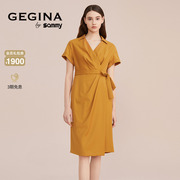 GEGINA吉吉娜法式高端精致连衣裙女中长款气质高腰长裙商场同款
