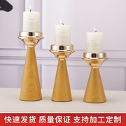 加工订制仿木纹蜡烛台烛光晚餐，浪漫摆件香薰蜡烛杯创意工艺品