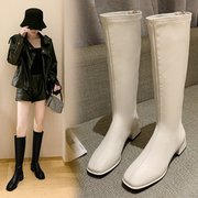 大码女靴41一43黑色，英伦风靴子长筒靴女不过膝显瘦骑士靴厚底长靴