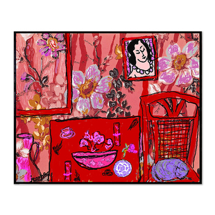 马蒂斯红色室内静物花装饰画野兽派风格客厅挂画背景墙油画无框画