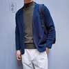 修身款纯棉针织短款深蓝色西装夹克男2021秋季
