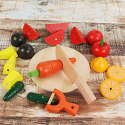 高档宝宝木制水果蔬菜切切看切切乐磁性，切水果玩具儿童仿真过家家
