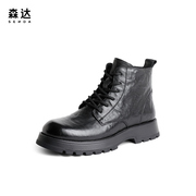 森达时尚马丁靴男冬新商场，同款欧美机车风，潮流短靴1kk01dd3