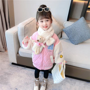 女宝宝冬装棉服韩版时髦女童，冬季卡通棉衣，儿童洋气2022中小童