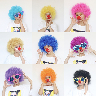成人小丑假发直播搞笑表演道具演出儿童彩色爆炸头假发头套发套