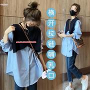 。2023产后哺衣春装哺乳期，妈妈外出衣服，母乳喂奶衣时尚套装显瘦上