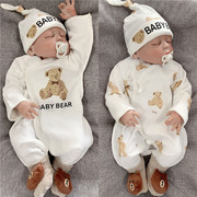 （2件装）婴儿纯棉蝴蝶衣春秋款宝宝连体衣新生儿和尚服小熊