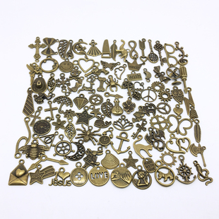 diy复古青铜合金吊坠材料包100个/包手工耳环手链手串脖颈链装饰