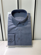 LENZON领佐21品牌款男士长袖衬衫灰色格子商务休闲衬衣
