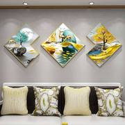 客厅装饰画新中式三联画沙发，背景墙壁画创意，简约大气餐厅有框挂画