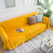 四季通用姜黄色全盖沙发套纯色个性沙发巾盖巾防滑全盖沙发垫