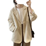 西装领棉质外套女式春秋季高品质宽松显瘦简约韩版长袖工装复