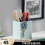 欧式创意精致笔筒商务笔桶办公室书桌面简约装饰性实用收纳盒摆台