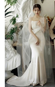韩式新娘蕾丝头纱长款复古样片头纱新娘超仙影楼婚纱摄影超仙头饰