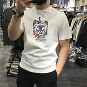 香港潮牌夏季熊涂鸦(熊涂鸦)印花短袖t恤男士，潮流欧美风半袖薄款宽松上衣