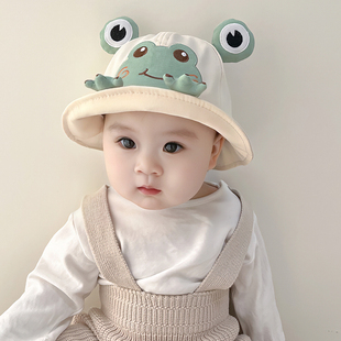 婴儿渔夫帽子春秋款薄款宝宝，出游男女童可爱青蛙，幼儿遮阳秋冬超萌