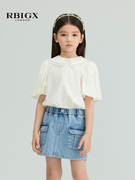 rbigx瑞比克童装夏季甜美小衫韩版女童，t恤喇叭袖公主娃娃衫