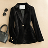 春秋季黑色金丝绒西装外套气质修身时尚简约丝绒短款西服上衣