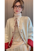 新中式女装2023唐装禅意风感过年国风盘扣夹棉红色外套女